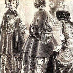 Beautiful Victorian Woman Fashion Engraving 1859 Gala Party Art DWY5G